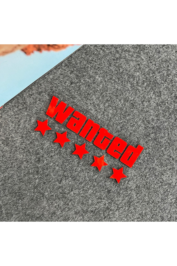 18x7.4cm Red WANTED Motorcycle Sticker Vinyl Waterproof Decal Adaptable Motorcycle / Body / Helmet M