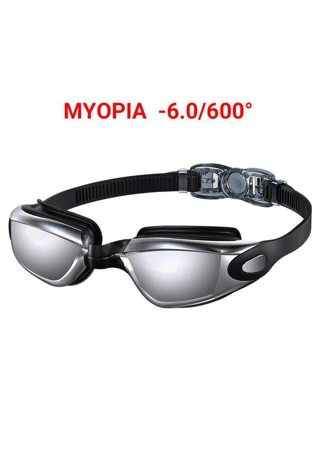 BlackGray-6.0 Optical Swimming Goggles Myopia Shortsighted Nearsighted Swim Goggles Leakproof Anti-F