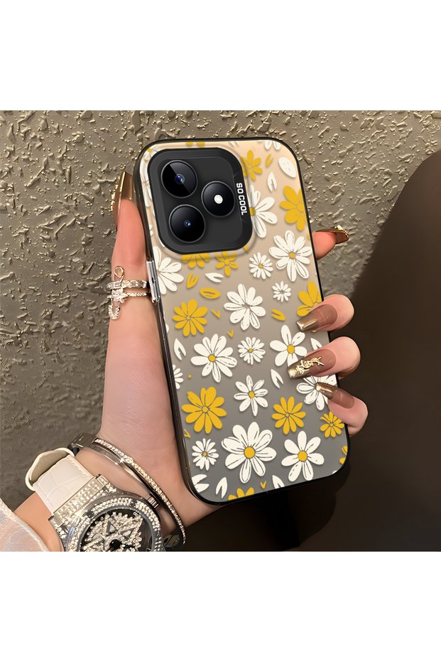 غطاء هاتف متوافق مع هاتف Realme Note 50، مطبوع عليه تصميم زهرة الأقحوان، متين ويدوم طويلاً، وتصميمه لطيف.