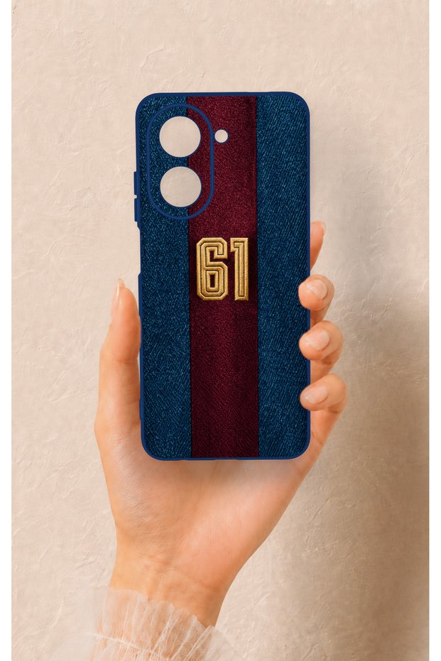 Redmi A5 Compatible Burgundy and Blue Patterned Silicone Case.