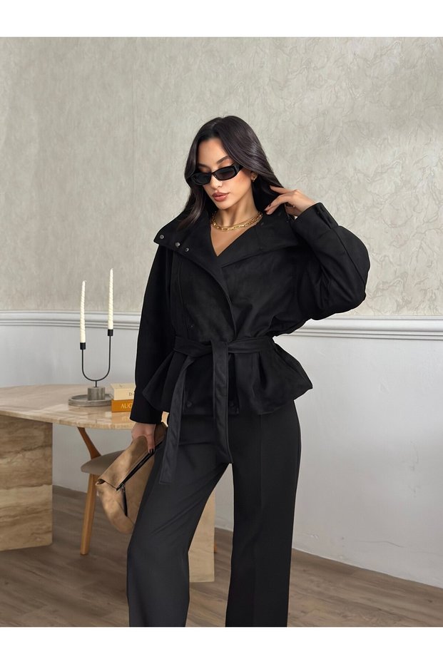 Women's Button-Up Imported Premium-Quality Designer Suede Jacket