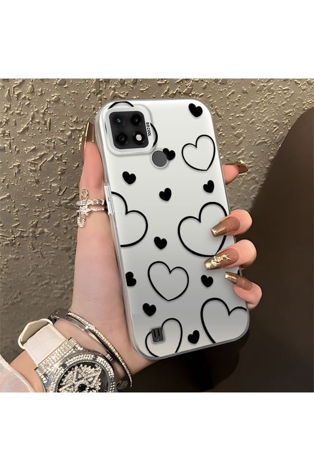 Black Striped Silicone Case Compatible with Realme C21, Featuring a Simple and Stylish Design.