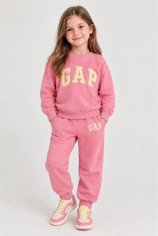 Girl's 100% Cotton Pink Top and Bottom Set