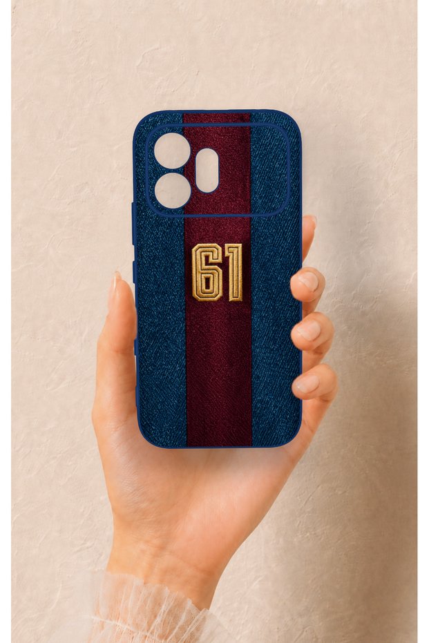 Honor 600 Compatible Burgundy and Blue Patterned Silicone Case.