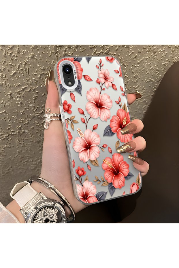 iPhone Xr Compatible Protective Case with a Large Floral Print, Offering Impact Protection.