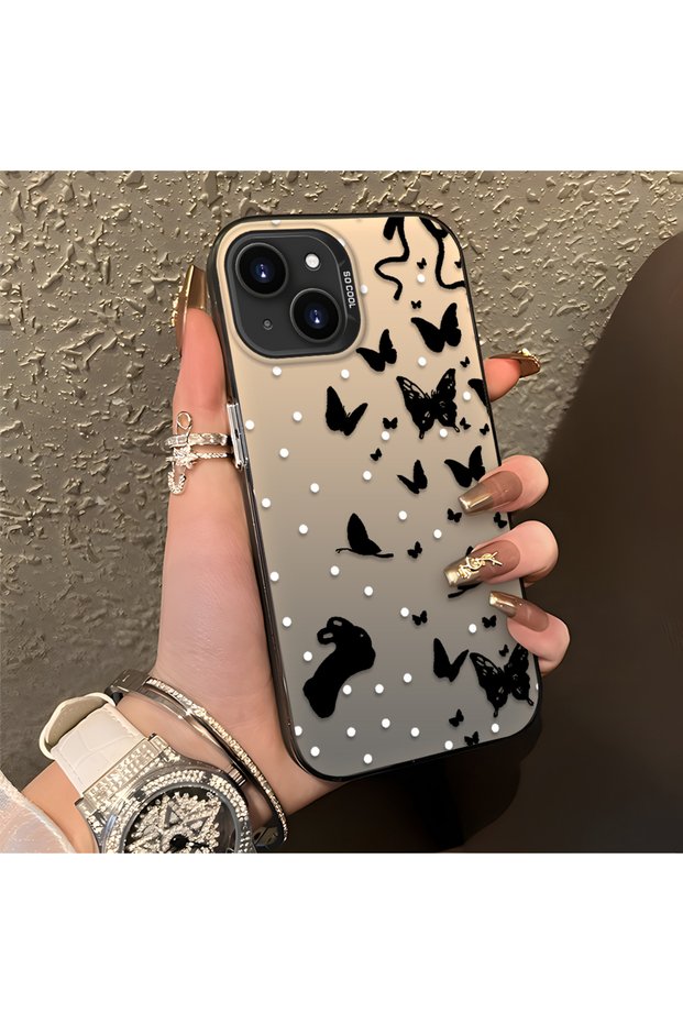 iPhone 15 Plus/14 Plus Compatible Case with a Dot and Butterfly Pattern, Suitable for Everyday Use.