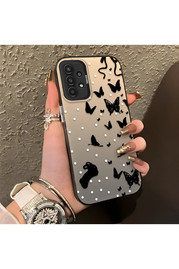 Samsung Galaxy A13 4G/5G Compatible Case with a Dot and Butterfly Pattern, Suitable for Everyday Use.