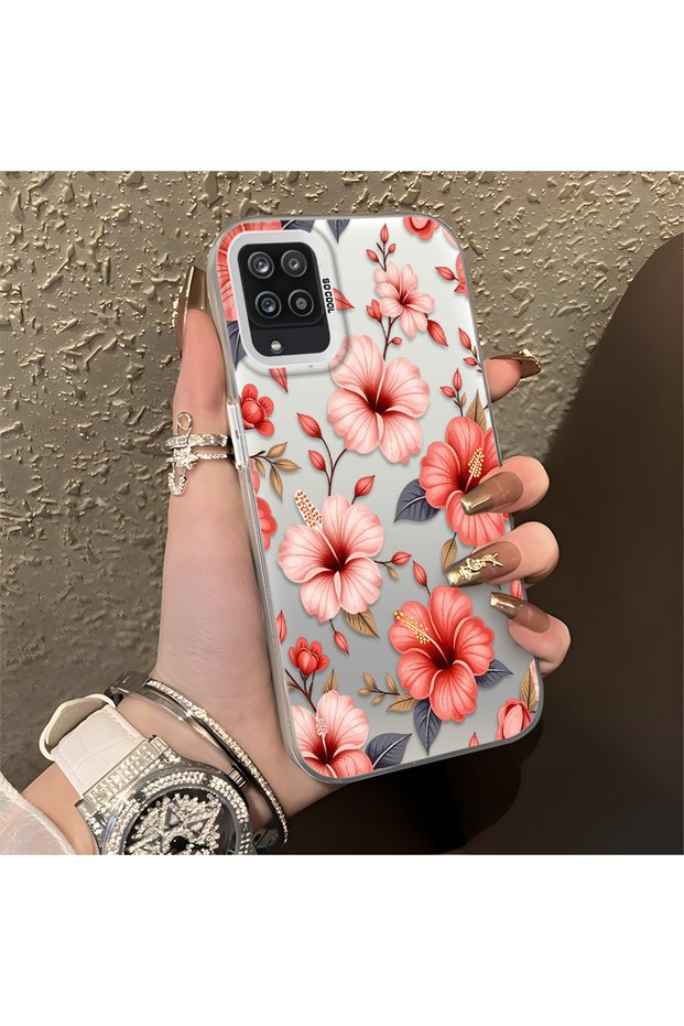 Samsung Galaxy A12/M12 Compatible Protective Case with a Large Floral Print, Offering Impact Protection.