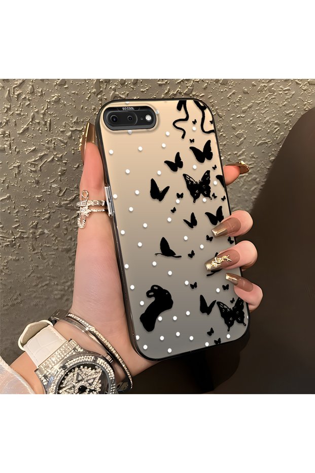 iPhone 7 Plus/8 Plus Compatible Case with a Dot and Butterfly Pattern, Suitable for Everyday Use.
