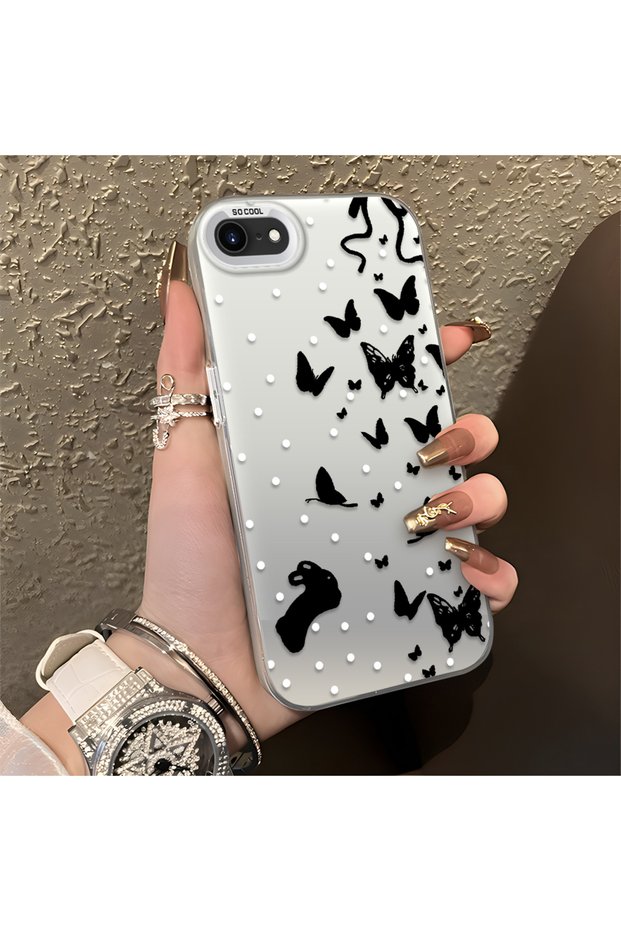 iPhone 7/8/Se 2020 2022 Compatible Case with a Dot and Butterfly Pattern, Suitable for Everyday Use.