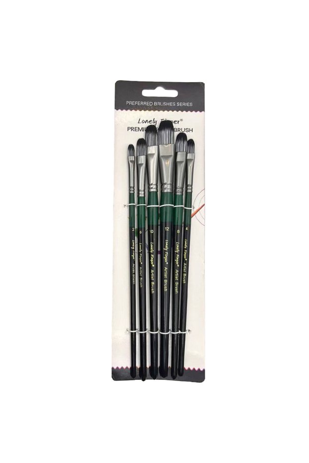 6pcsGreenFilbert 6pcs Artist Paint Brush Set Professional Anti-Shedding Tips Paintbrushes For Acryli