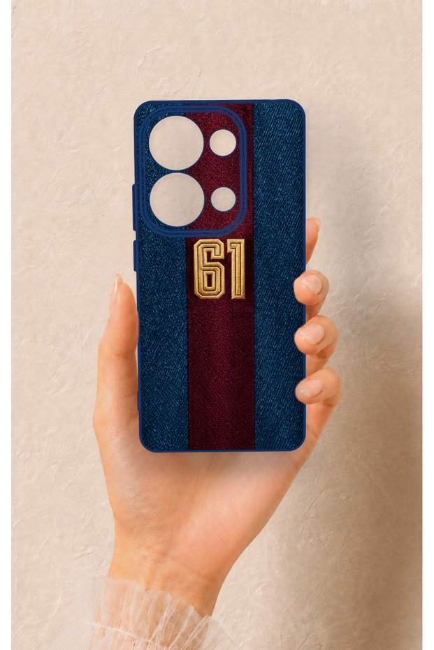 Redmi Note 13 Pro 4g Compatible Burgundy and Blue Patterned Silicone Case.