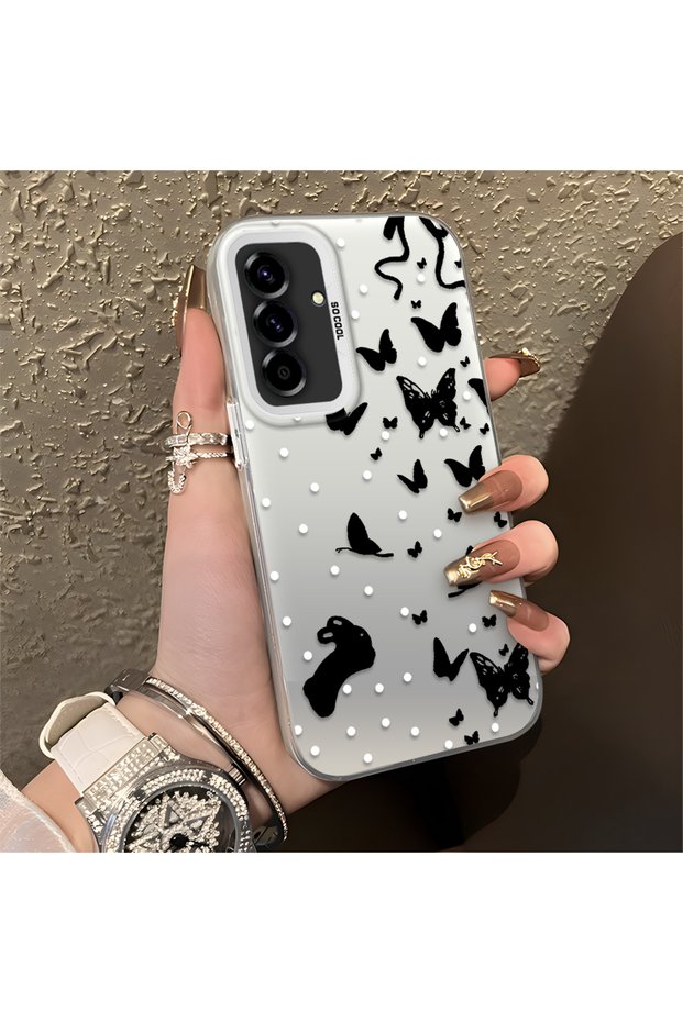 Samsung Galaxy A36/A56 Compatible Case with a Dot and Butterfly Pattern, Suitable for Everyday Use.