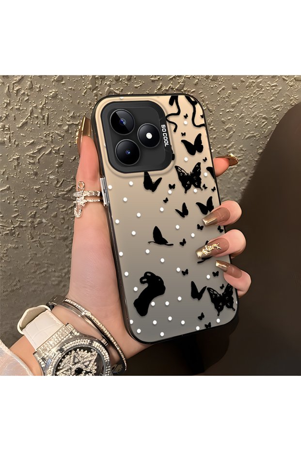 Realme C51/C53 Compatible Case with Dot and Butterfly Combination Print, for Everyday Use.