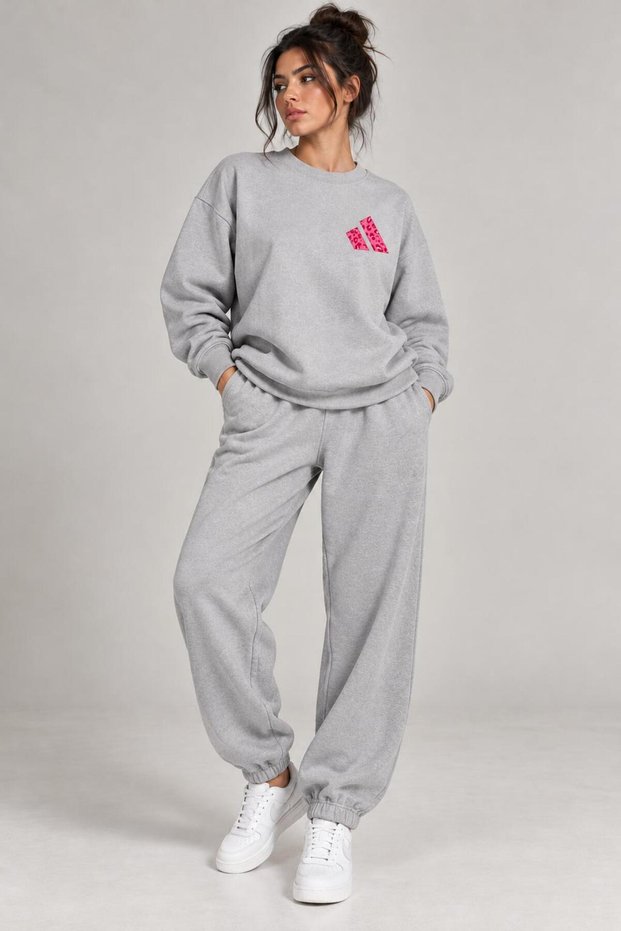 Sifir Yaka 2-Piece Track Suit with Ribbed Top and Bottom, Pink Striped Print