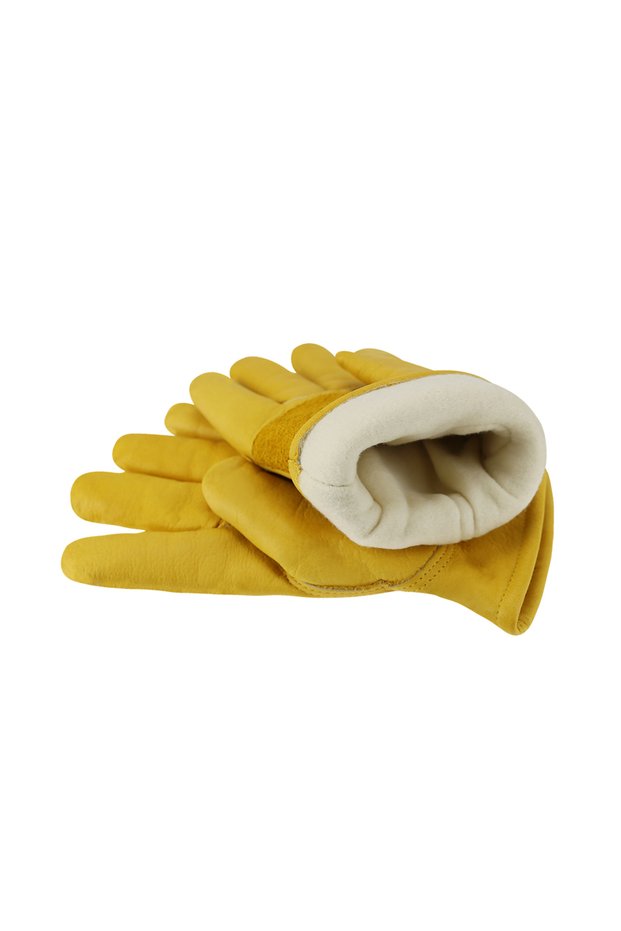 L YELLOW Winter Leather Work Gloves Men Women Insulated Cold Weather Warm Thermal Lining Cowhide Lea