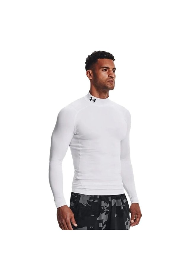White Cg Armour Comp Mock Men's 1366072-100 Sweatshirt.