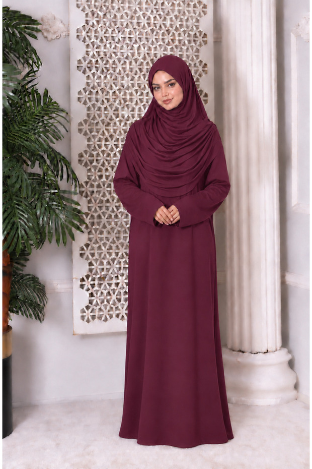 One-Piece Long Prayer Dress, Plum Color.