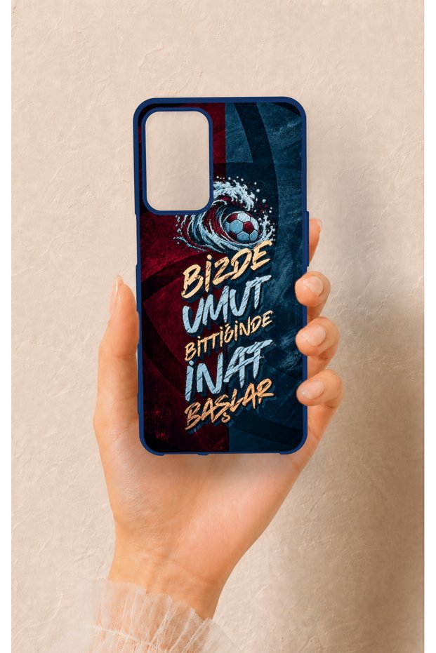 Oppo A16 Compatible Wavy Burgundy and Blue Patterned Silicone Case.
