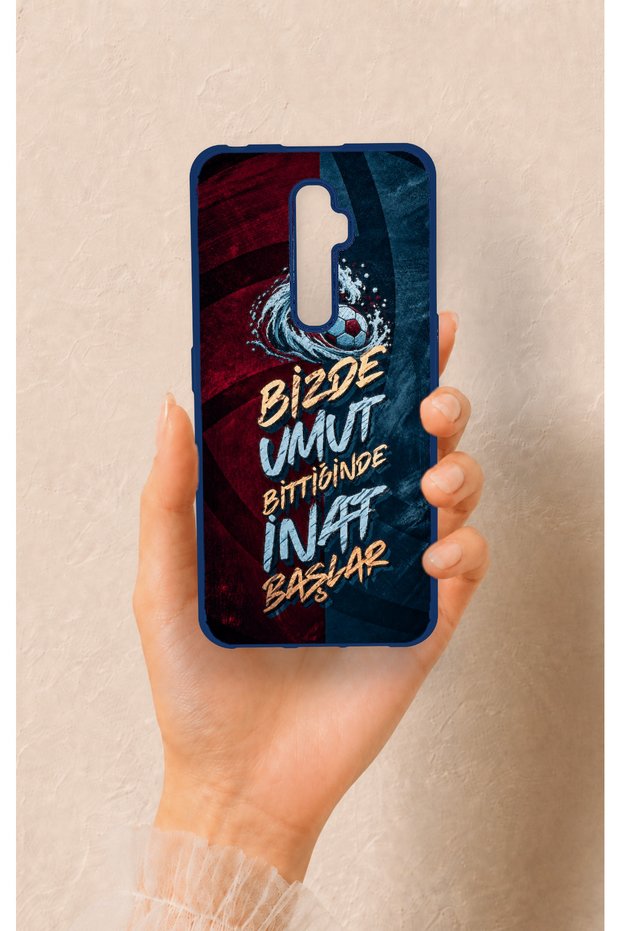 Wavy Burgundy and Blue Patterned Silicone Case Compatible with Oppo Reno 2Z.