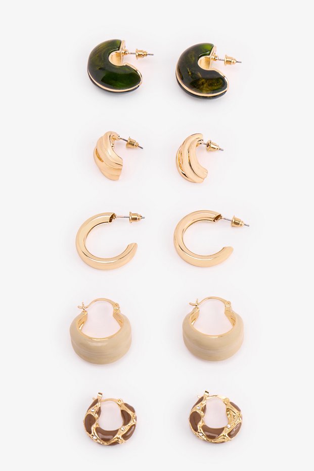 Gold Color Alen 5-Piece Earring Set