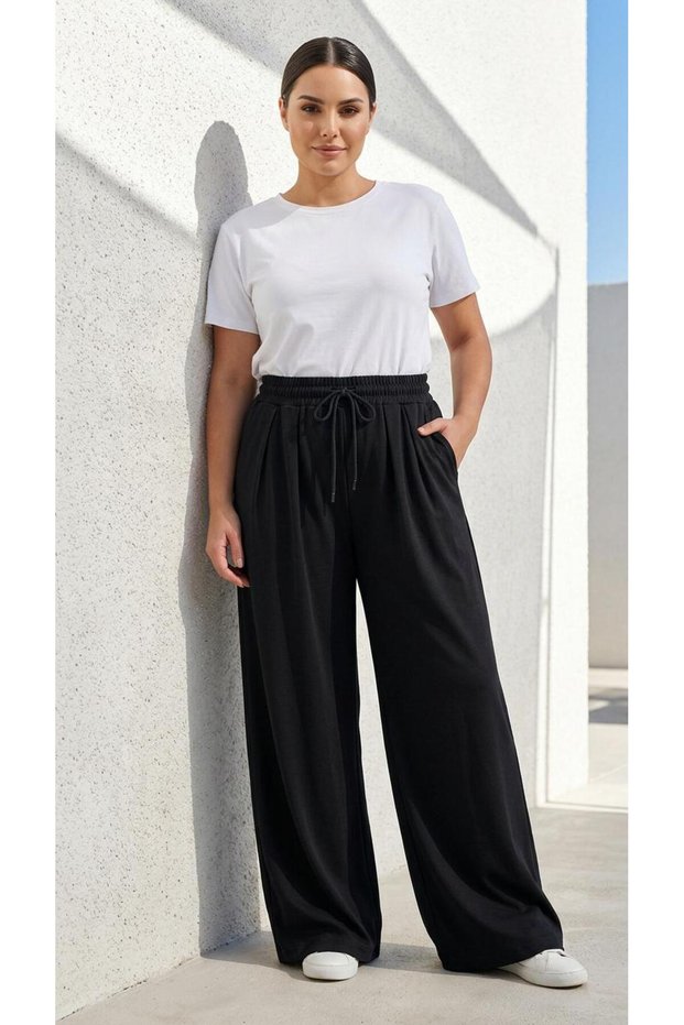 Welted Waist Pleated Modal Pants