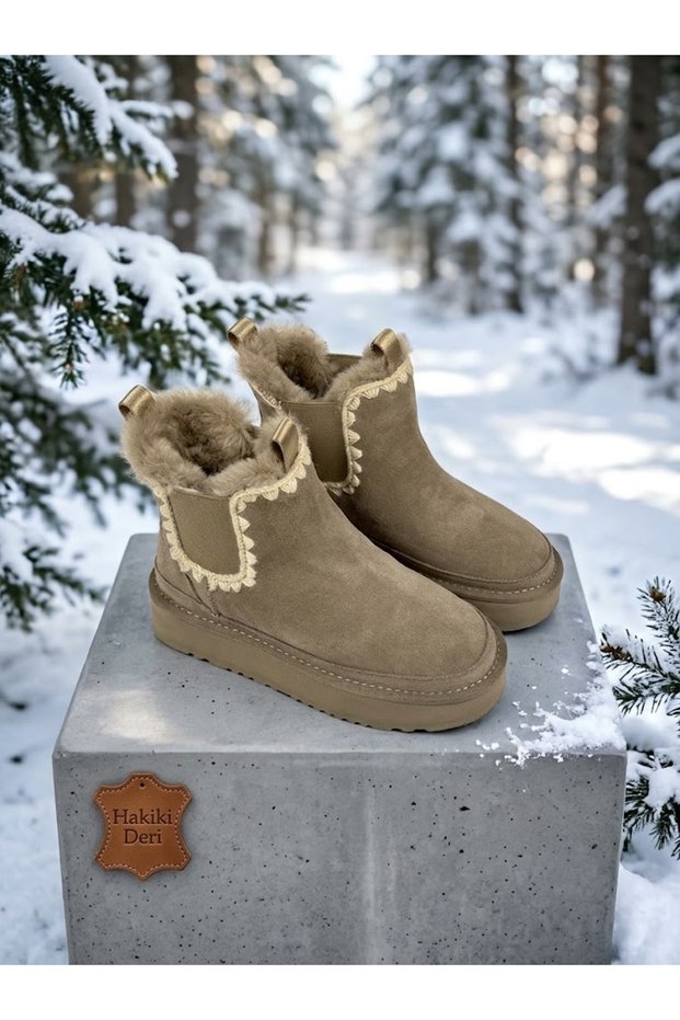 Cazra Women's Boots with Fur-Lined Trim, Knitted Design, Genuine Leather Suede.