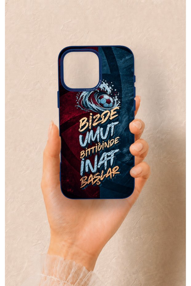Wavy Burgundy and Blue Patterned Silicone Case Compatible with iPhone 16 Pro Max.