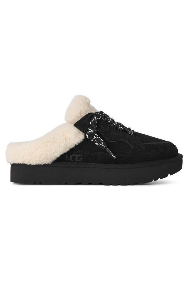 Women's Suede Sandal & Bootie with Wool Lining, Eva Outsole, and Embossed Logo.