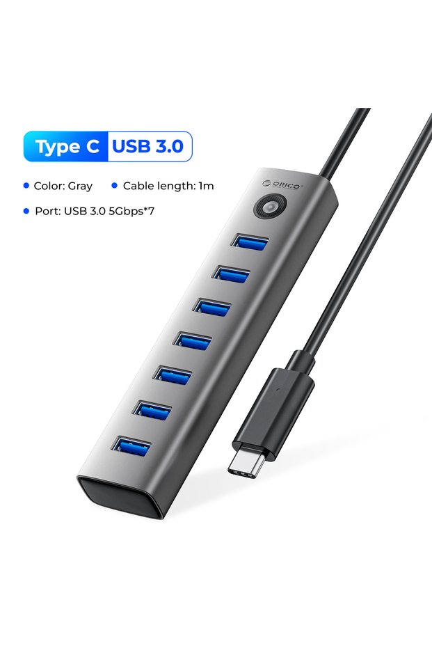 محول USB C بطول 100 سم، 7 في 1، محور USB 3.0 بسرعة 5 جيجابت في الثانية، محطة إرساء من النوع C لأجهزة Surface وMacbook واللابتوبات