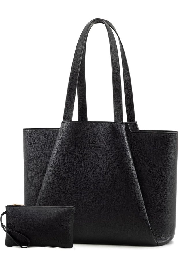 Laptop Tote for Women - 15.6 Inch Faux Leather Laptop Bag with Clutch, Large Capacity Office Purse Computer Briefcase for Casual Business Travel