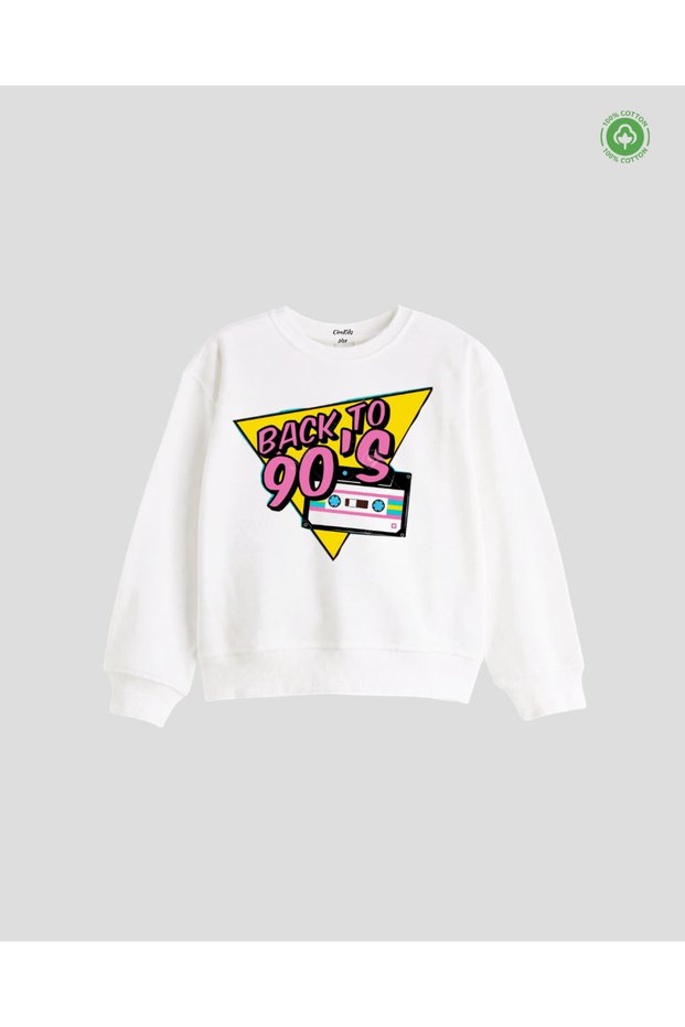 80S 90S Design 3-Thread Brushed Cotton Children's Sweatshirt