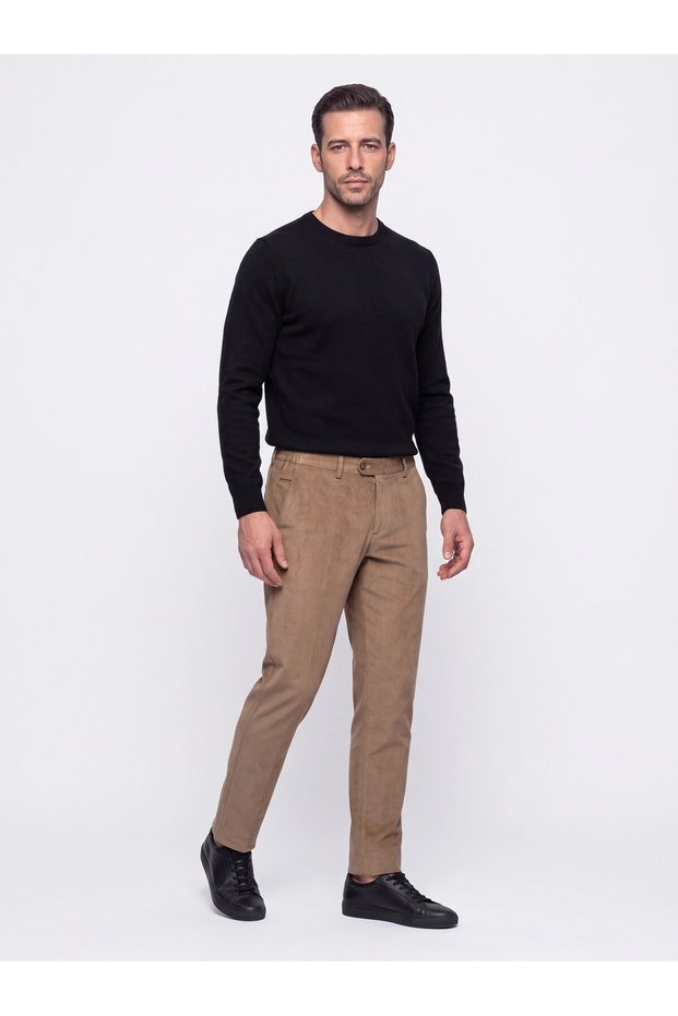 Beige Regular Fit Corduroy Jogger Sweatpants