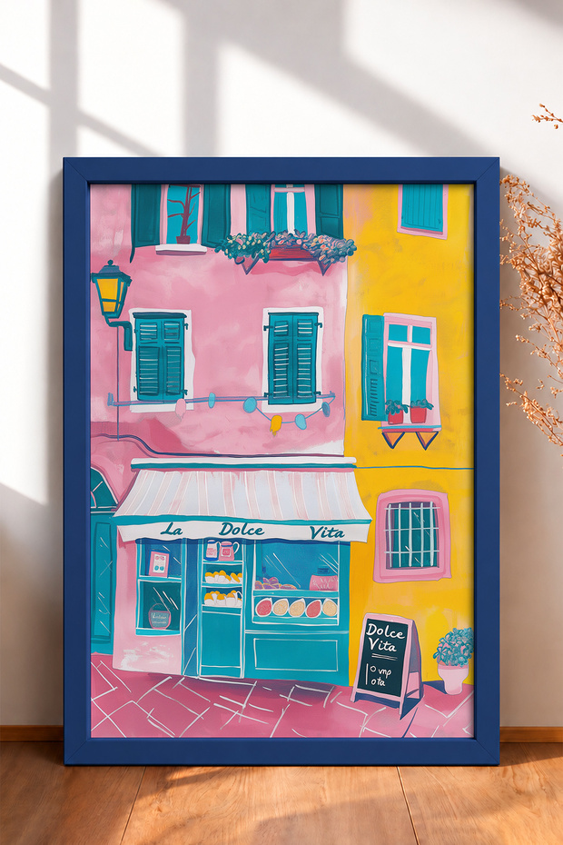 La Dolce Vita Turquoise Framed Poster, Italy Poster, Wall Decor, Itp155.