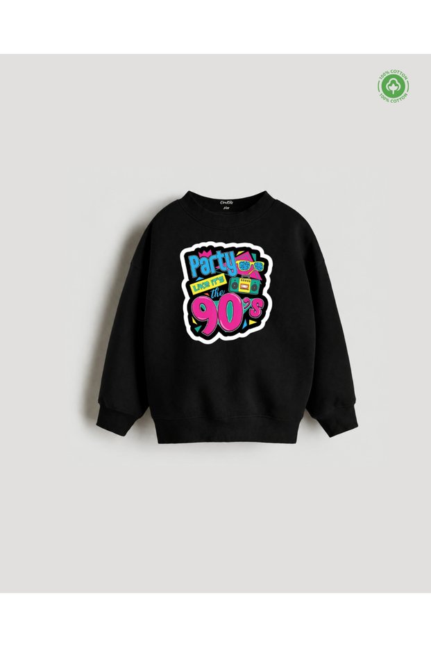 90S Design Unisex 3-Thread Brushed Cotton Children's Sweatshirt