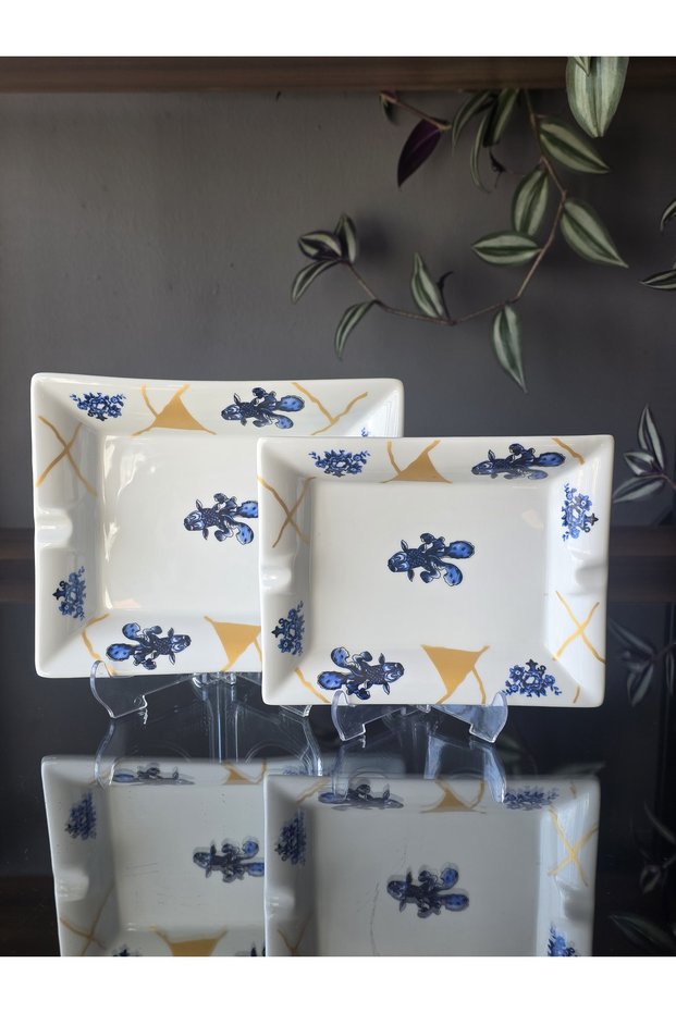 Handmade 2-Piece Porcelain Ashtray Set, Abra Series.
