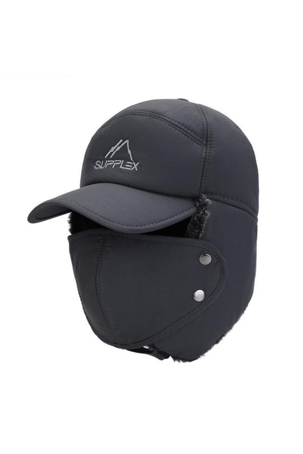 grey 2024 Winter Warm Thickened Artificial Fur Baseball Hat Men's and Women's Skiing Soft Extreme Co