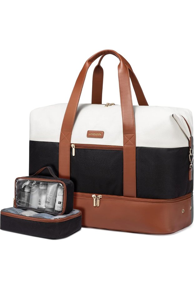 Weekender Bag, Large Travel Duffel Bag for Women with 2 Packing Cubes, Carry on Overnight Bag with Shoe Compartment, Mom Hospital Bags for Labor and Delivery