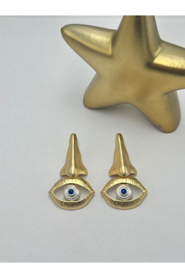 Eye Mat Plate Design Earrings (Steel)