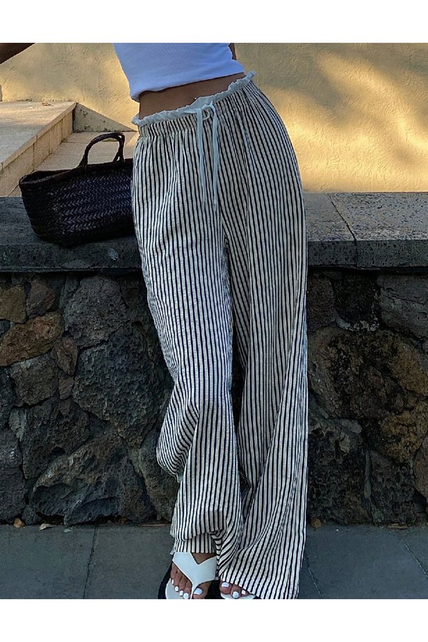 Pantaloni, Crem/Negru