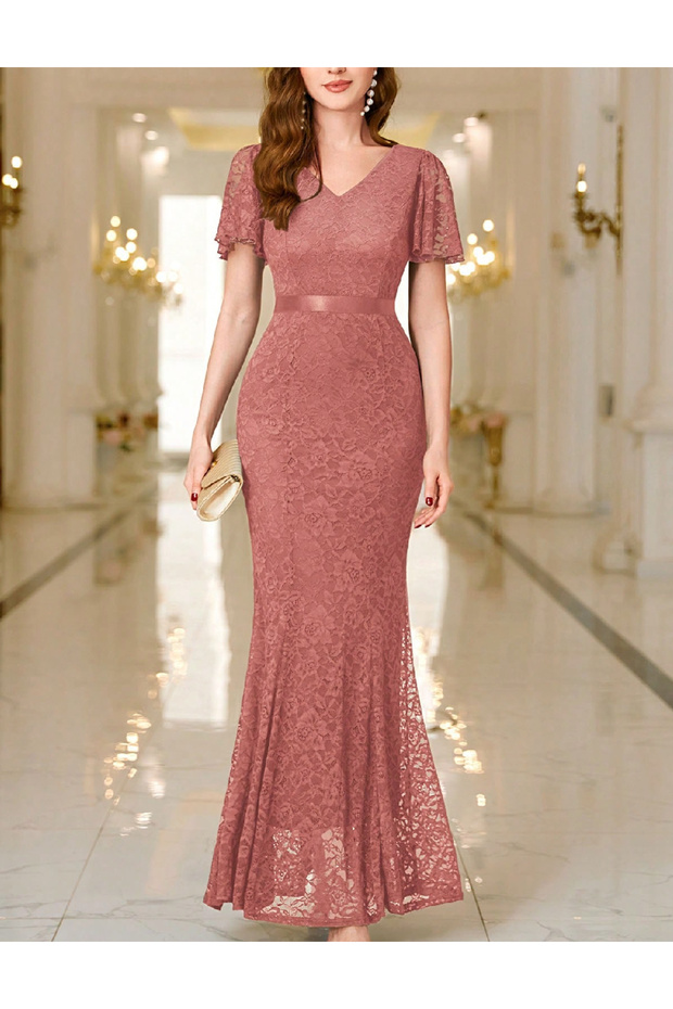 Rochie lunga, Roz pudra inchis