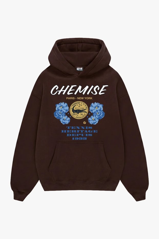 Chemise Printed Oversize Unisex Brown Hoodie