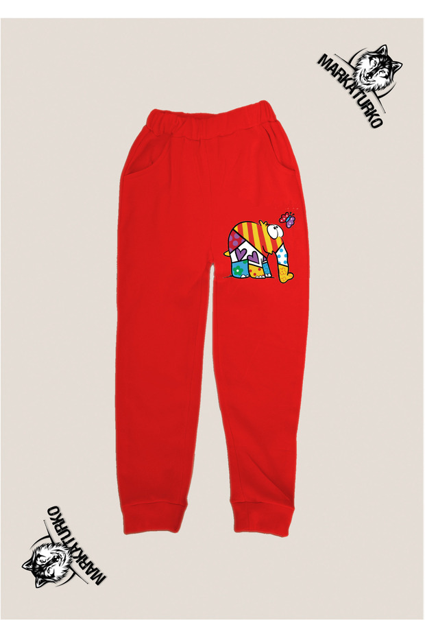 Fil Popart Printed Unisex Custom Design Cotton Red Children's Tracksuit