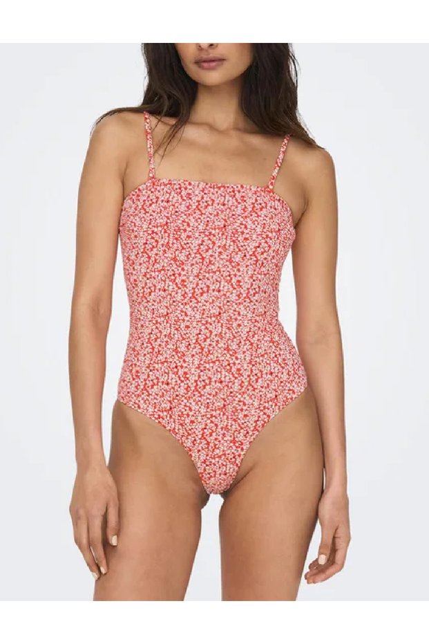 Swimsuit, Orange/White