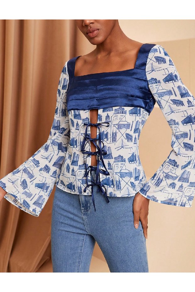 Bluza, Albastru/Alb