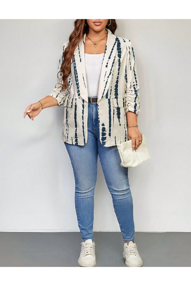 Blazer, Ecru/Albastru