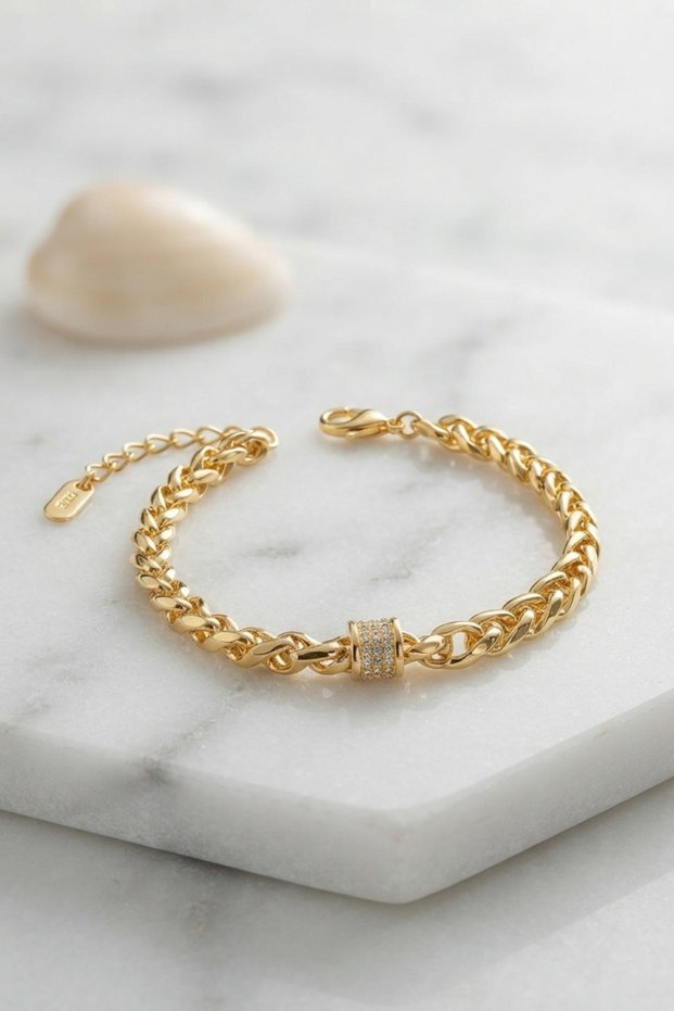 Cm Gold Color Brass Singapore Chain Model Women's Bracelet