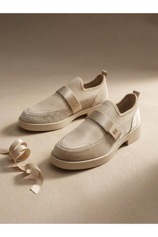 New Season Shoes with Velvet Trim, Elastic Detailing, and Buckle Accents.