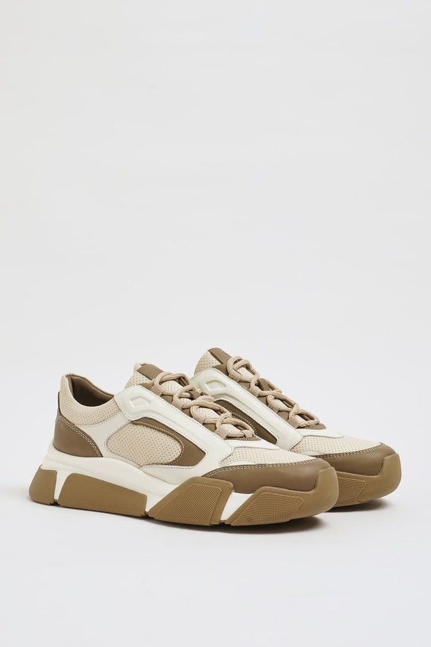 Olimpos Model Genuine Combination Leather Imported Sole Sneaker Shoes