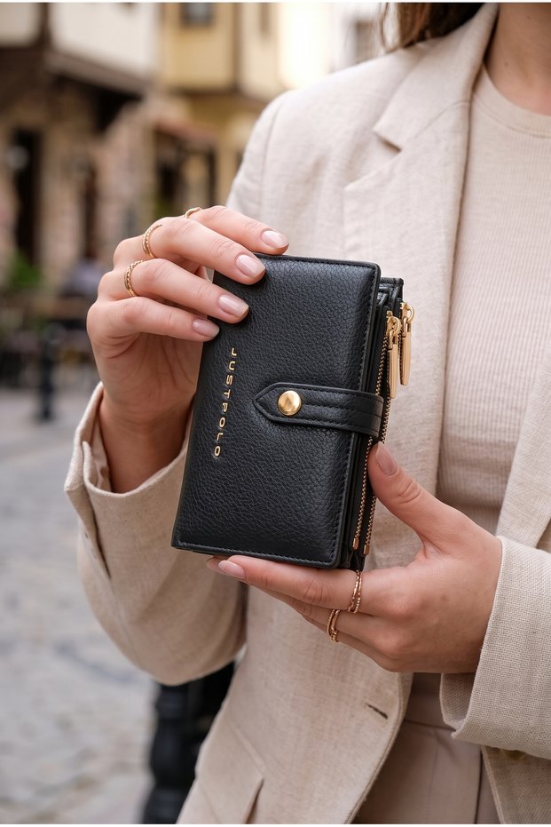 Imported Luxury Women's Double-Layer, Snap-Fastened, Multi-Compartment Wallet and Card Holder